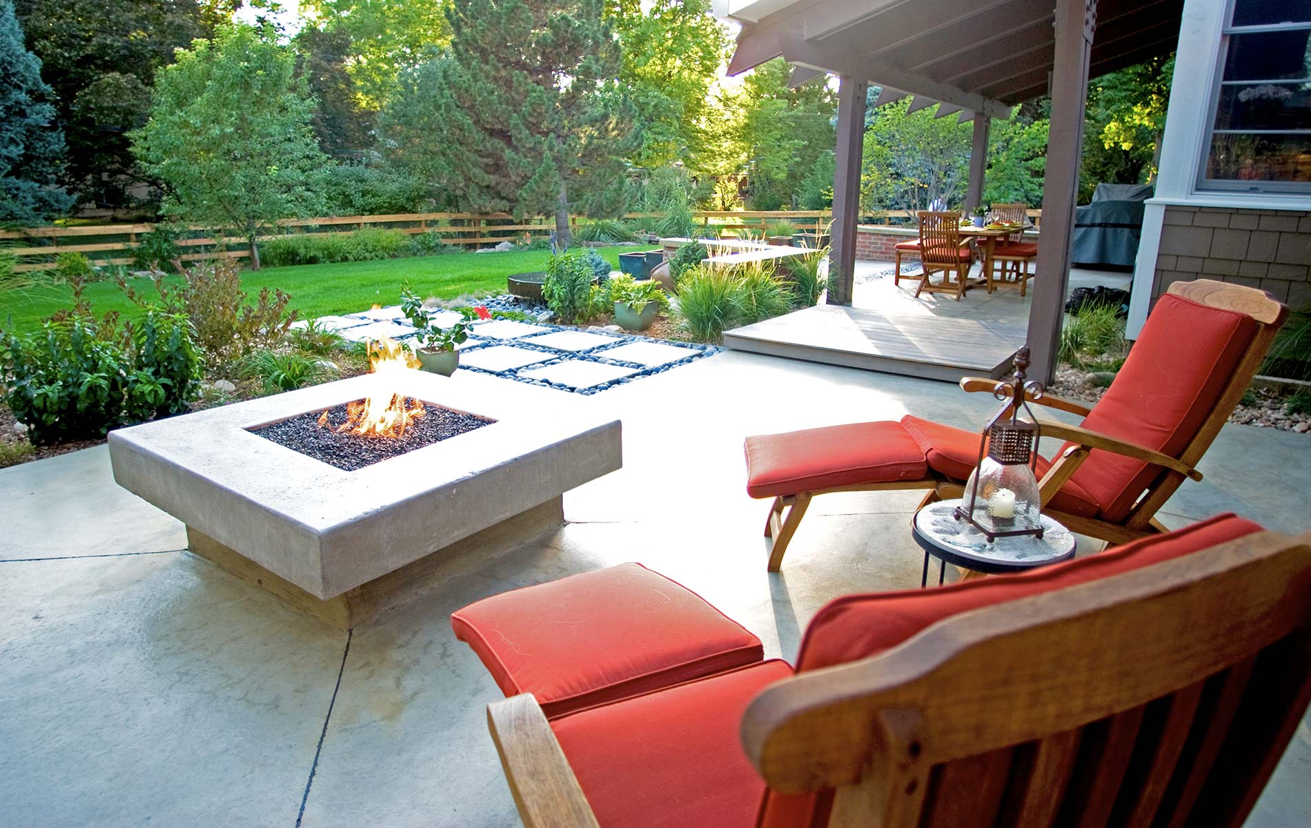 Outdoor Custom Concrete Fire feature patio
